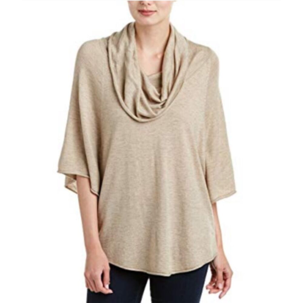 NWT Joie Poncho Sweater XS Women's Beige Cowl Neck 3/4 Sleeve Wool Cashmere
